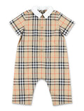 Burberry cotton Check romper for newborn Sand Ip Jumpsuit
