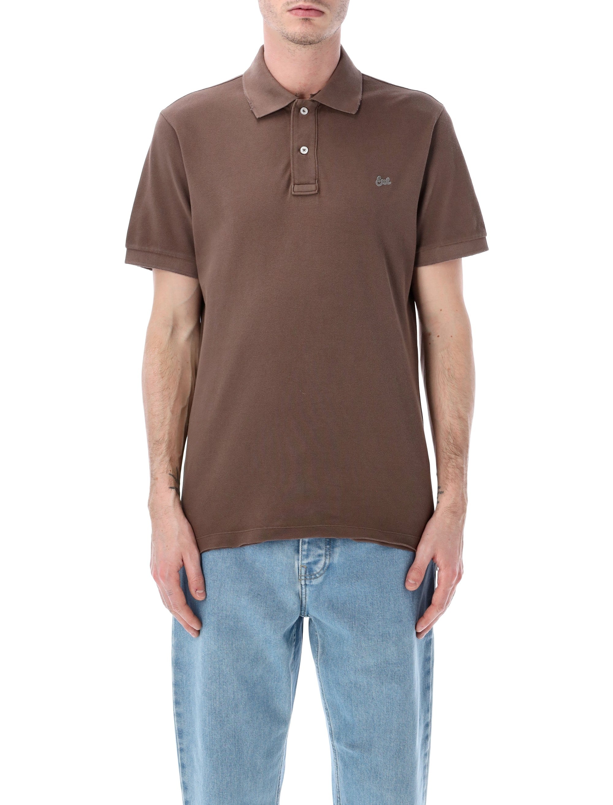 ERL cotton piqué polo shirt Brown T-shirt