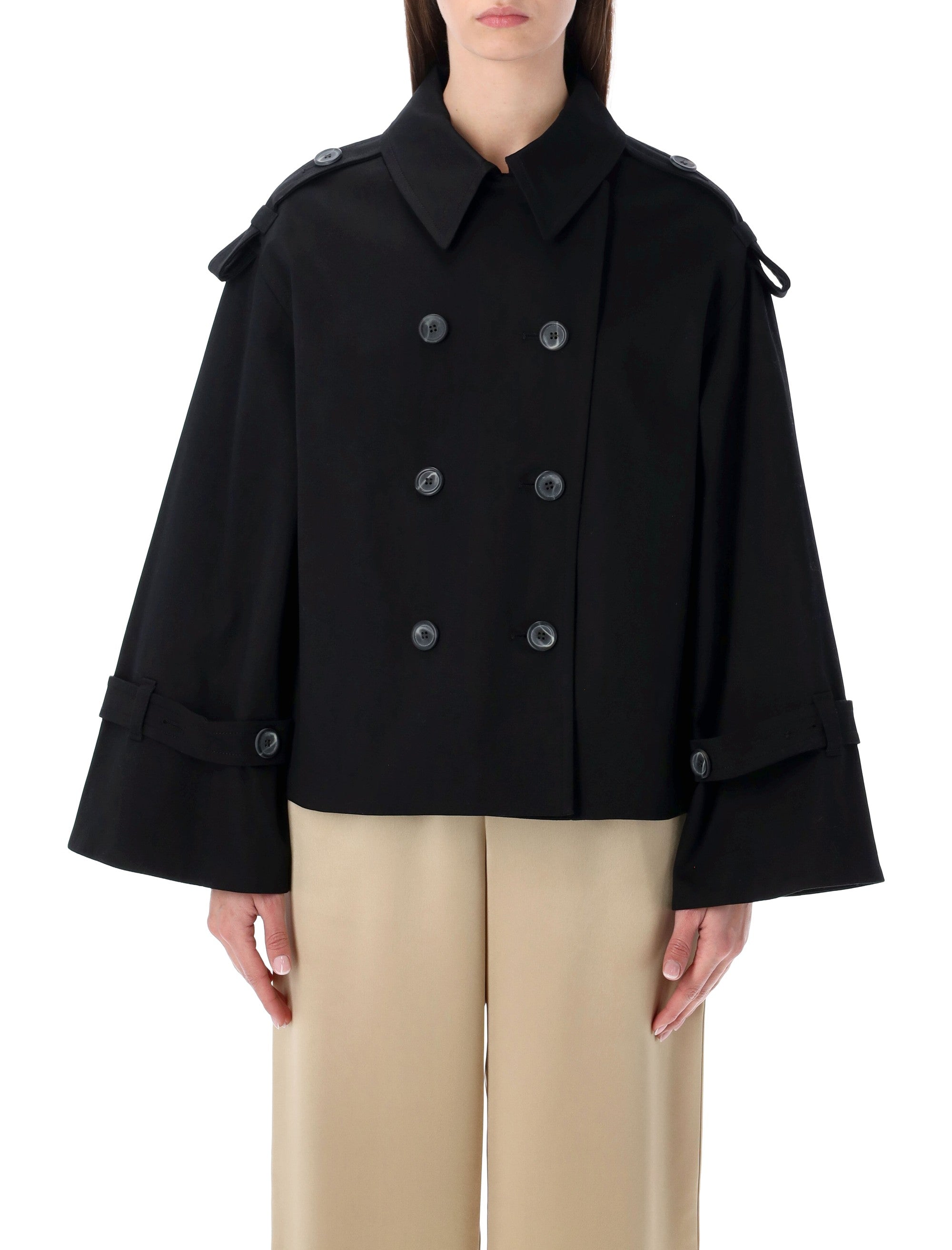 By Malene Birger Alisandra Oversized Trench Jacket Black Cotton Organic