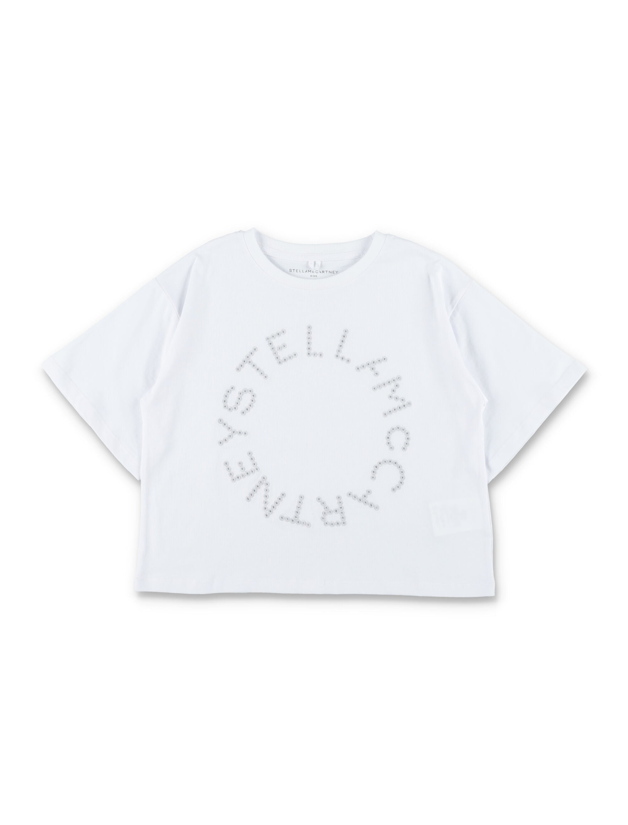 Stella McCartney Kids embroidered circular logo T-shirt White Cotton