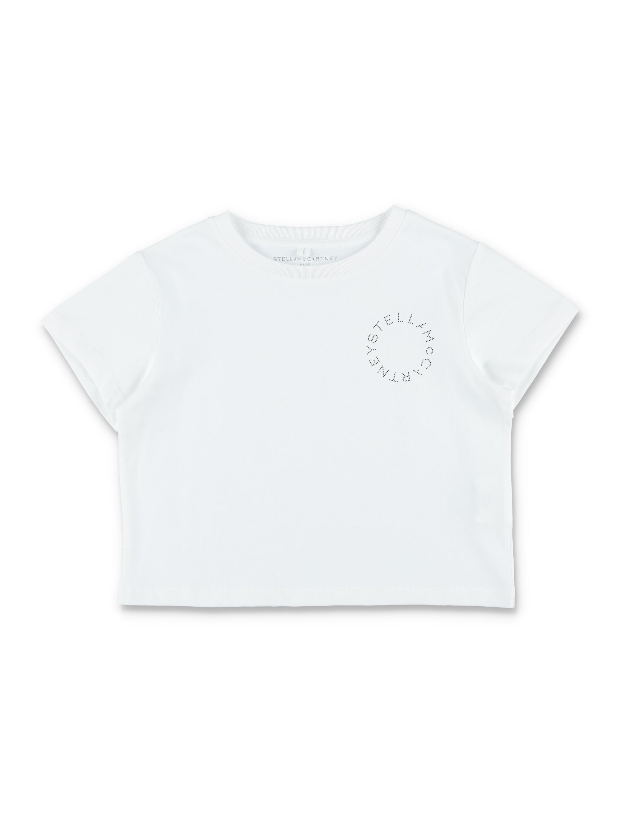 Stella McCartney Kids circle logo cropped t-shirt White Cotton