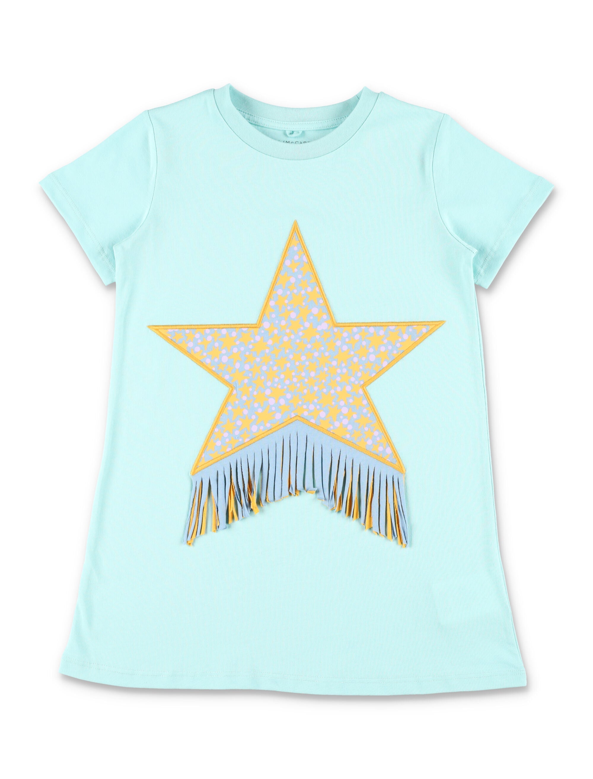 Stella McCartney Kids Starfish graphic dress Light Blue Cotton