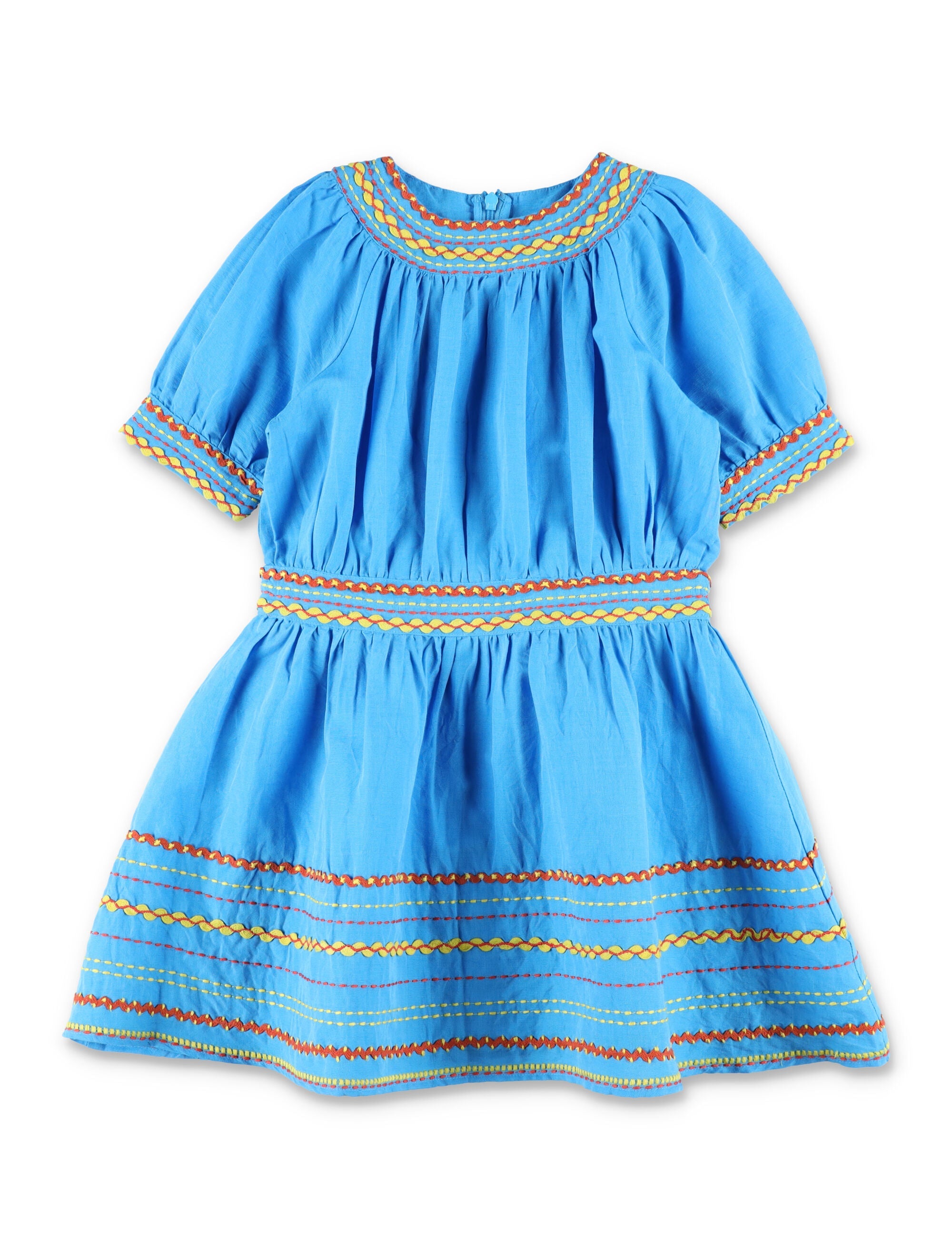 Stella McCartney Kids embroidered linen-cotton dress Blue