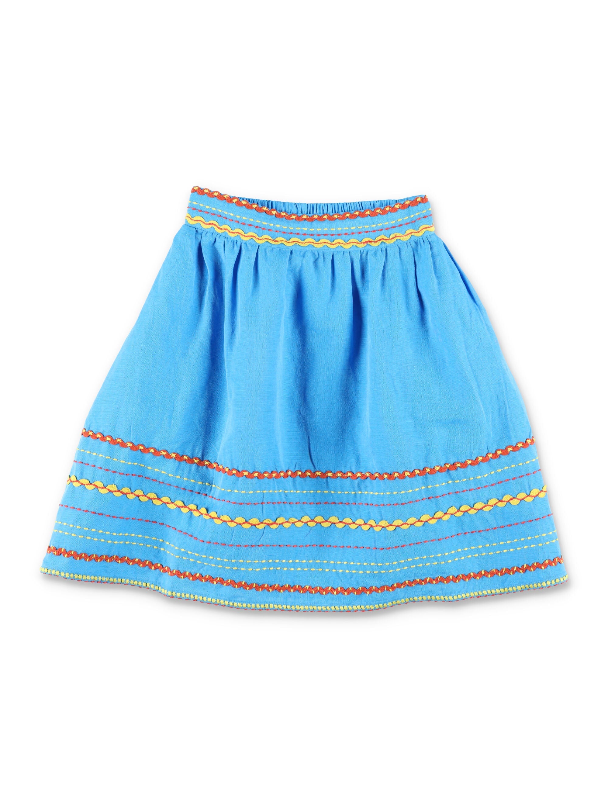 Stella McCartney Kids embroidered linen-cotton skirt Blue