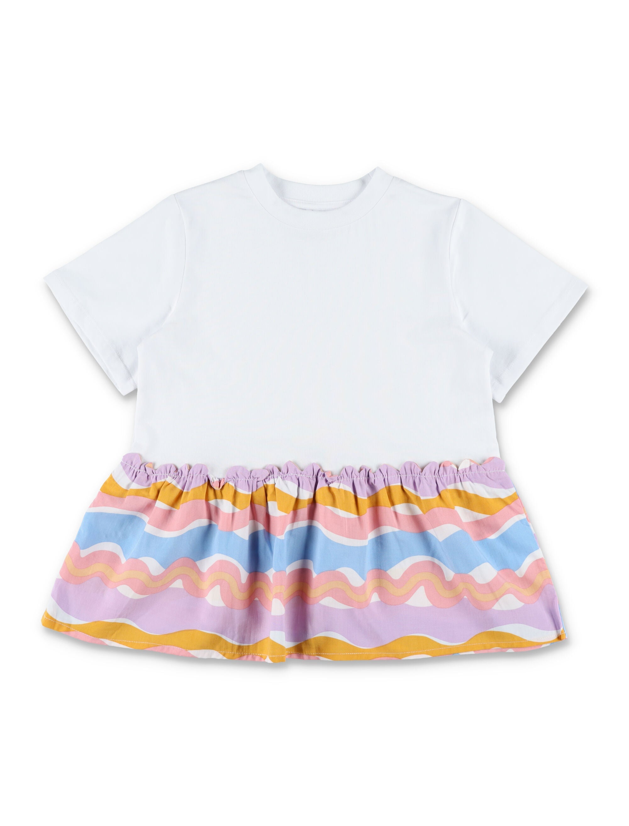Stella McCartney Kids Zig-Zag t-shirt dress for girls White Cotton Tshirt