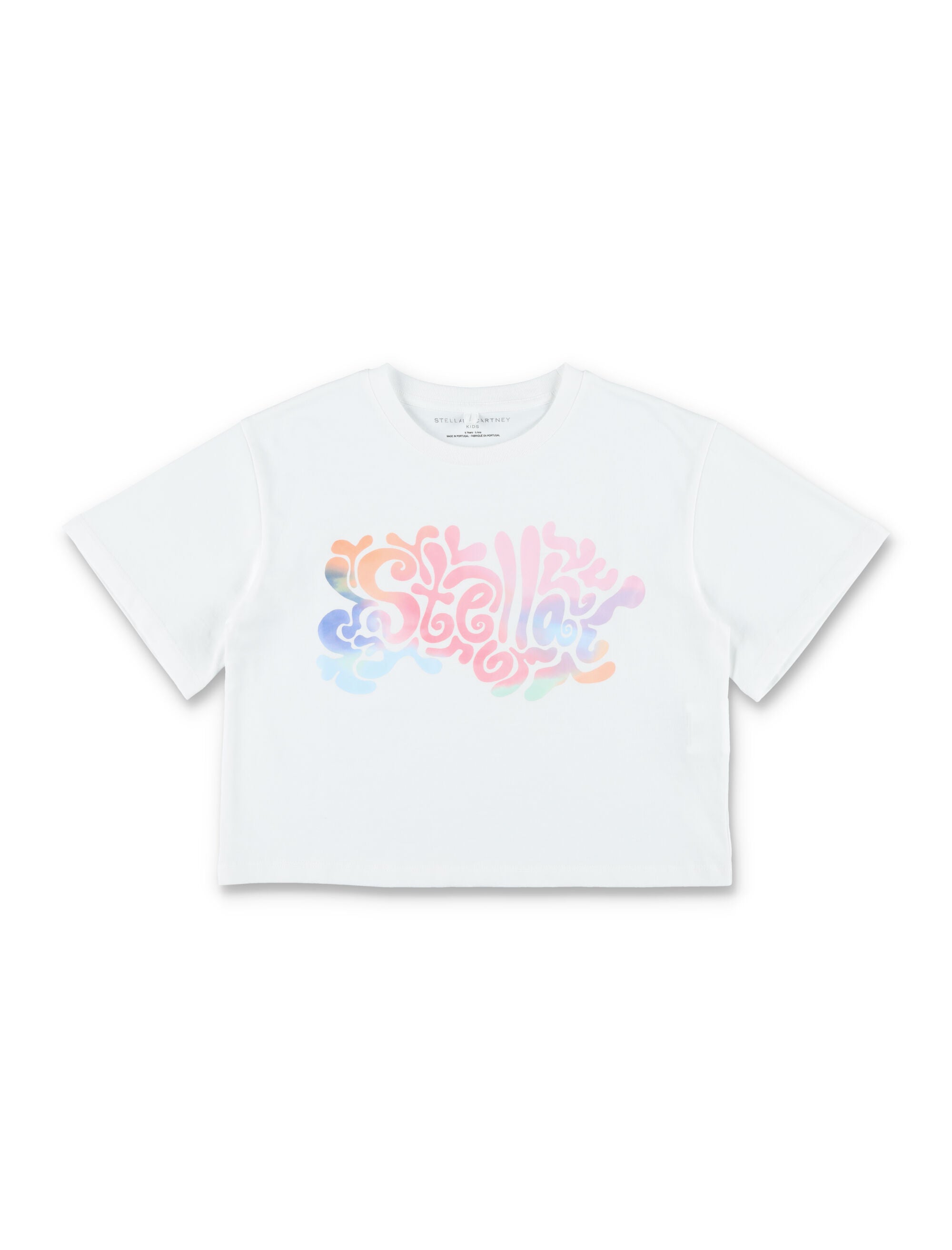 Stella McCartney Kids psychedelic logo cropped t-shirt White Cotton