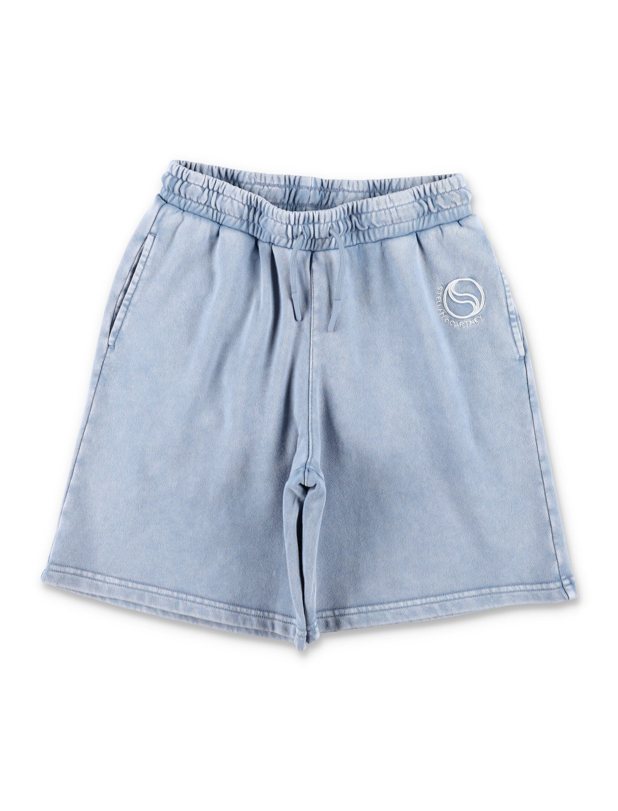 Stella McCartney Kids S-Wave logo sweatshorts Blue Cotton Short
