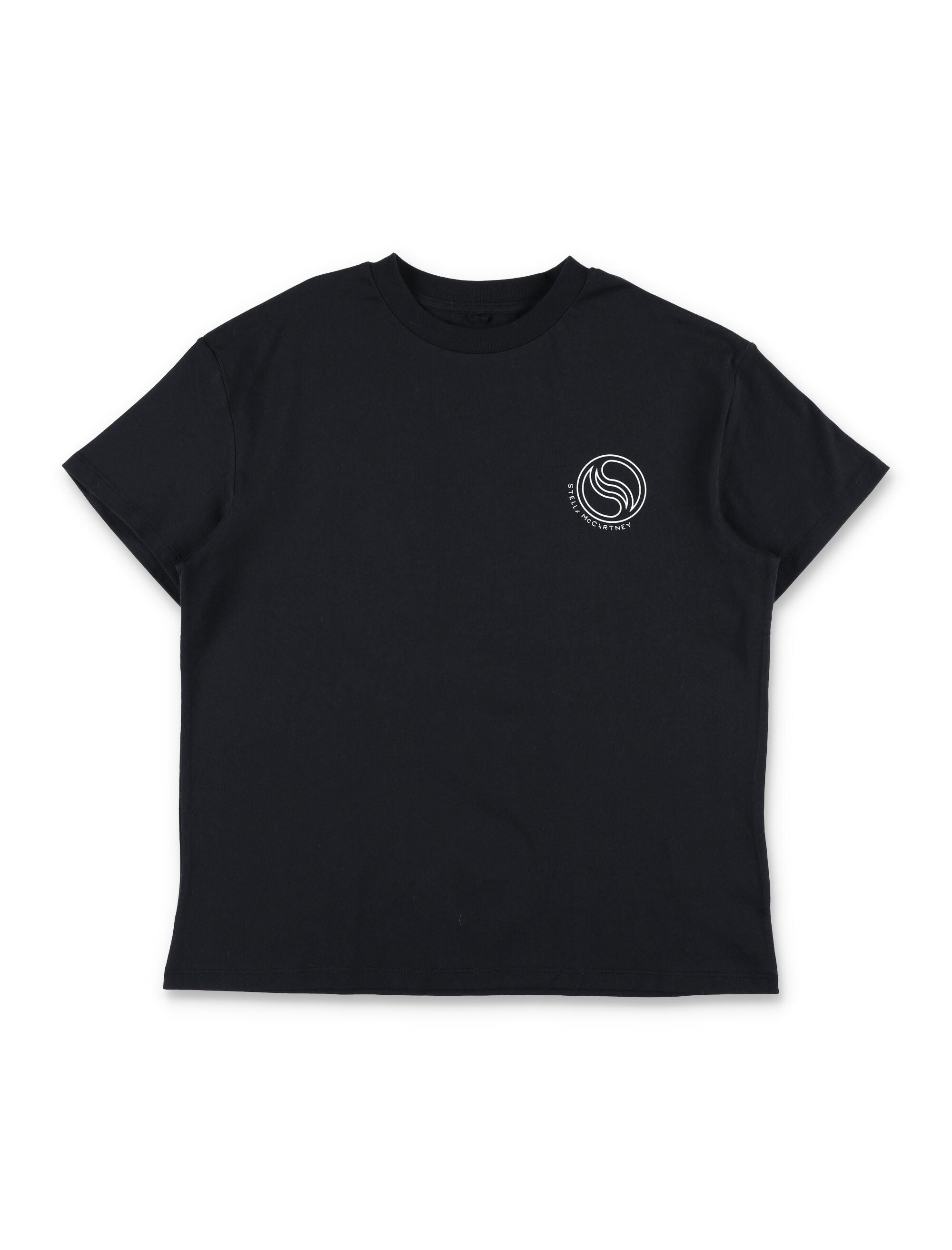 Stella McCartney Kids S-Wawe logo T-shirt Black Cotton
