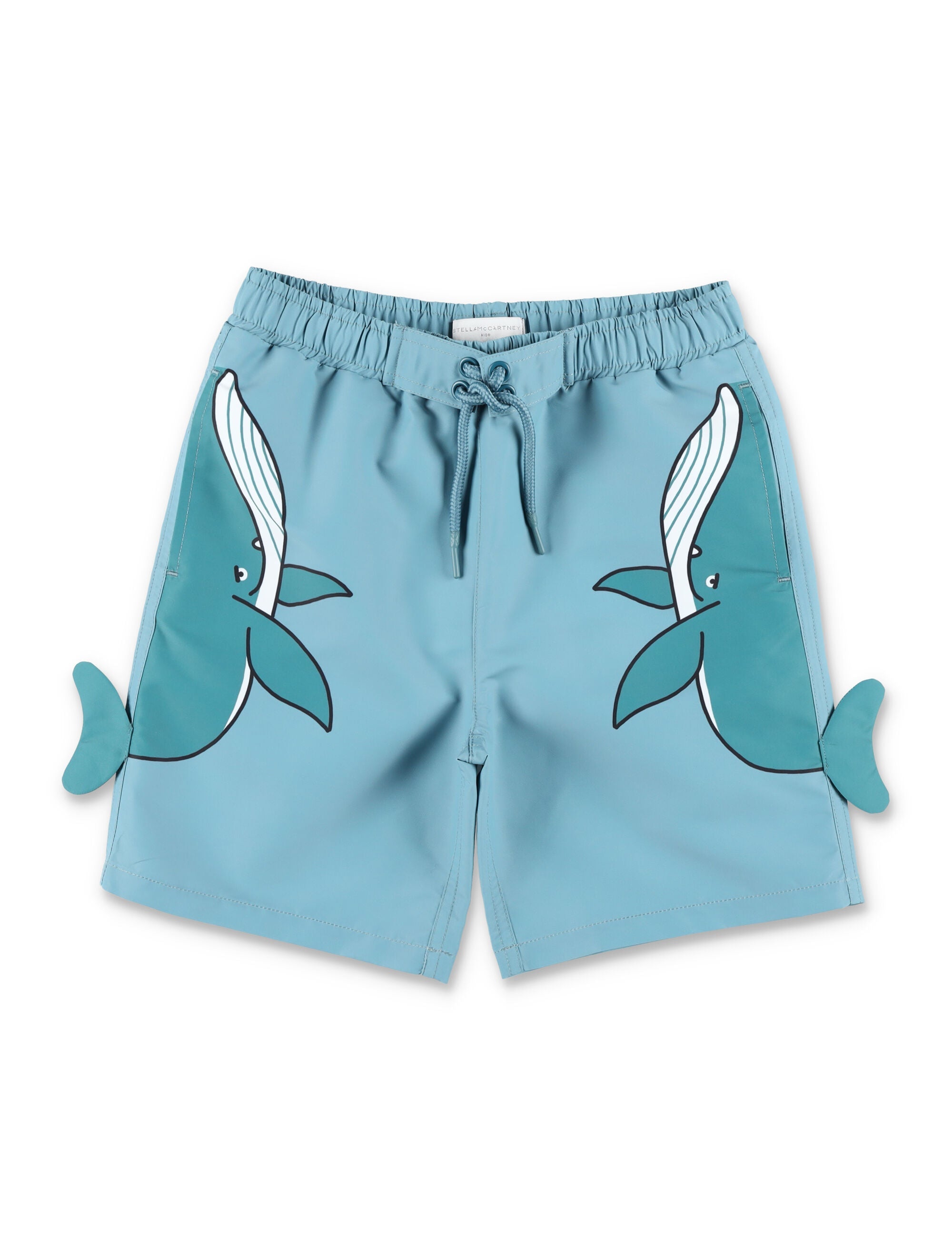 Stella McCartney Kids whale print beach shorts for Air Force Blue Polyester