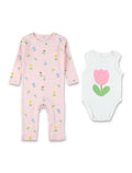 Stella McCartney Kids floral romper & bodysuit set Pink White Cotton