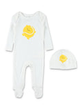 Stella McCartney Kids tennis ball romper & hat set Ivory Cotton