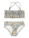Zimmermann Daylight kids shirred bikini Denim Floral Polyamide