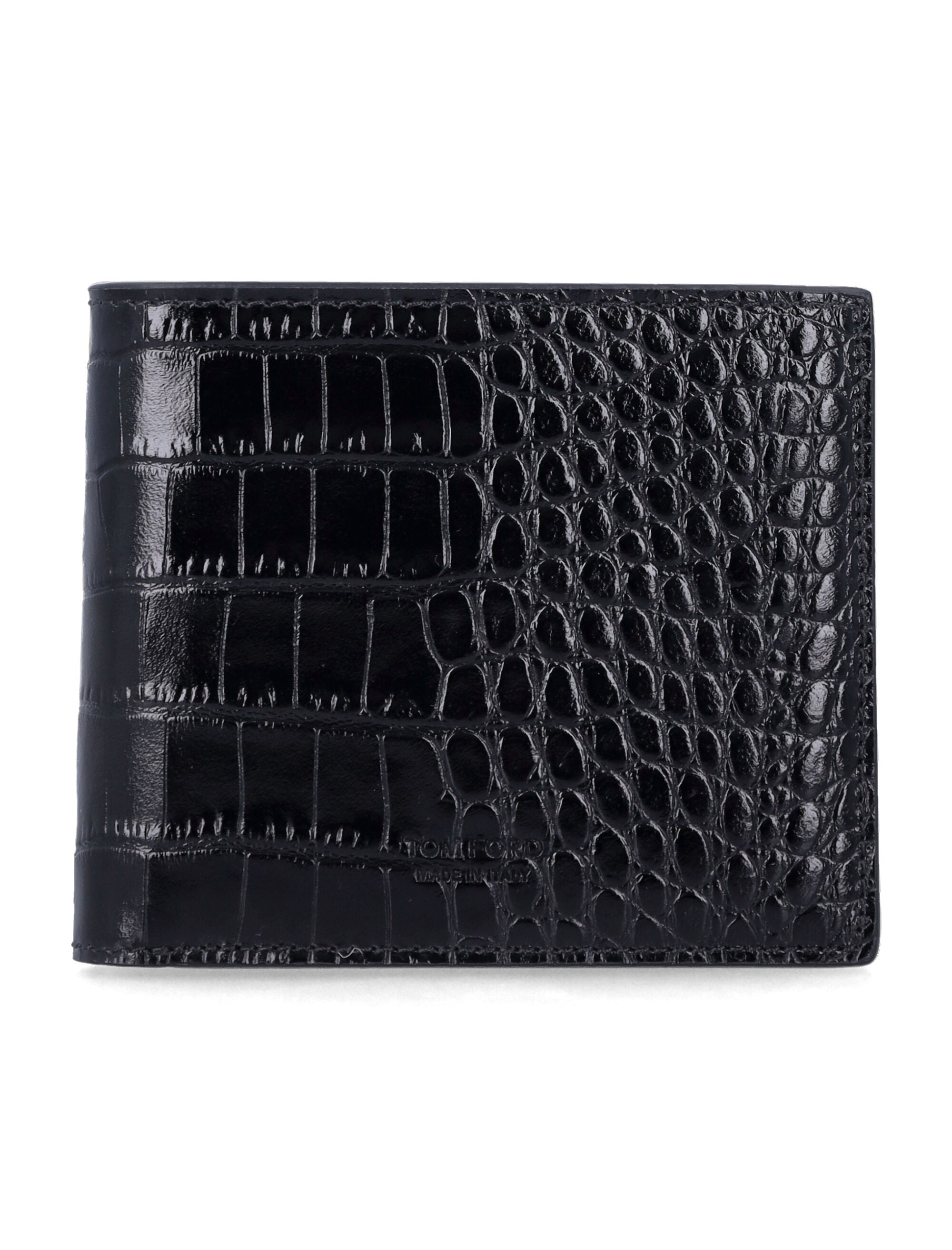 Tom Ford black croc-effect leather bi-fold wallet Upper