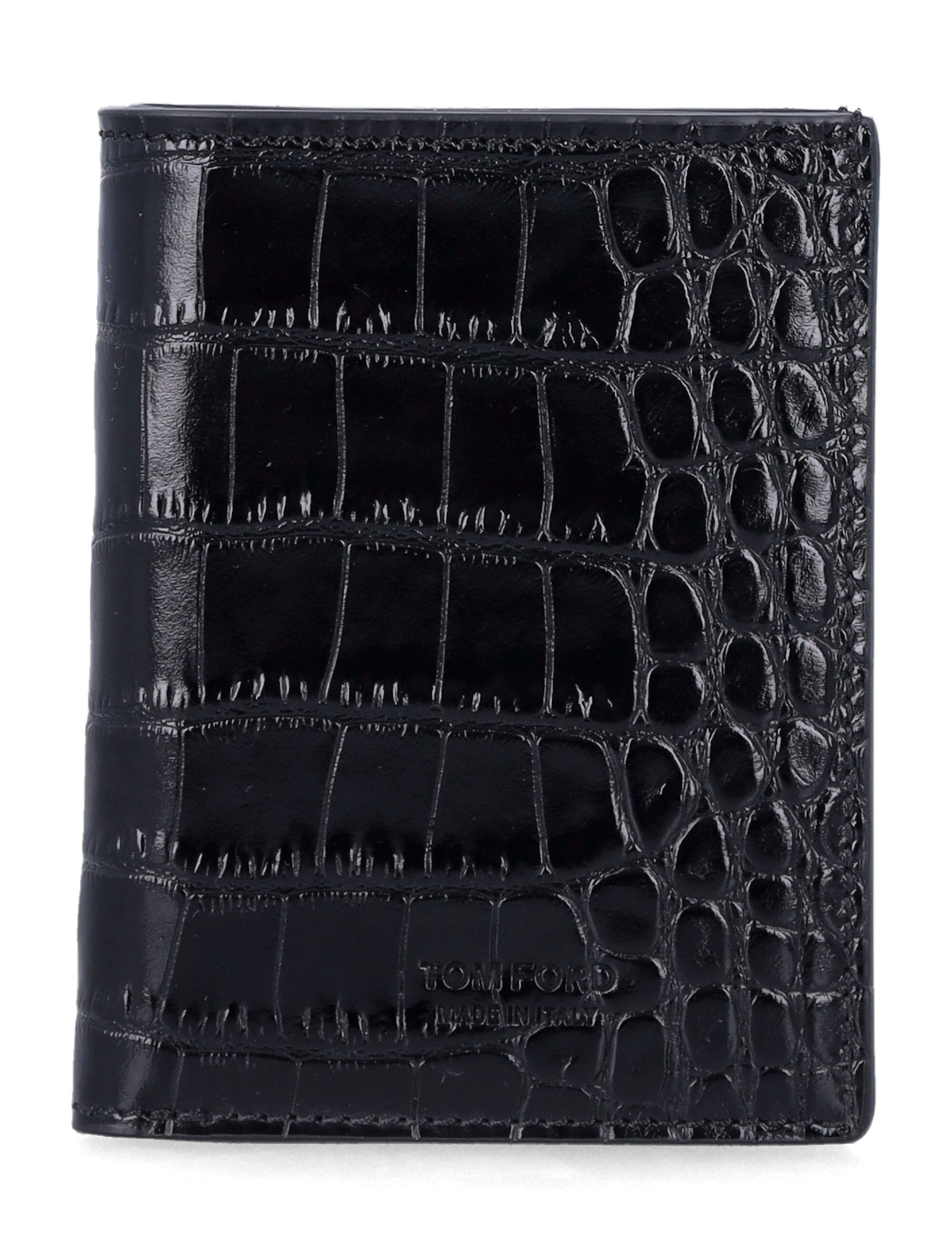 Tom Ford black croc-embossed leather cardholder Upper