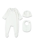 Chloé Baby Girl Gift Set – Romper, Hat & Bib White Cotton