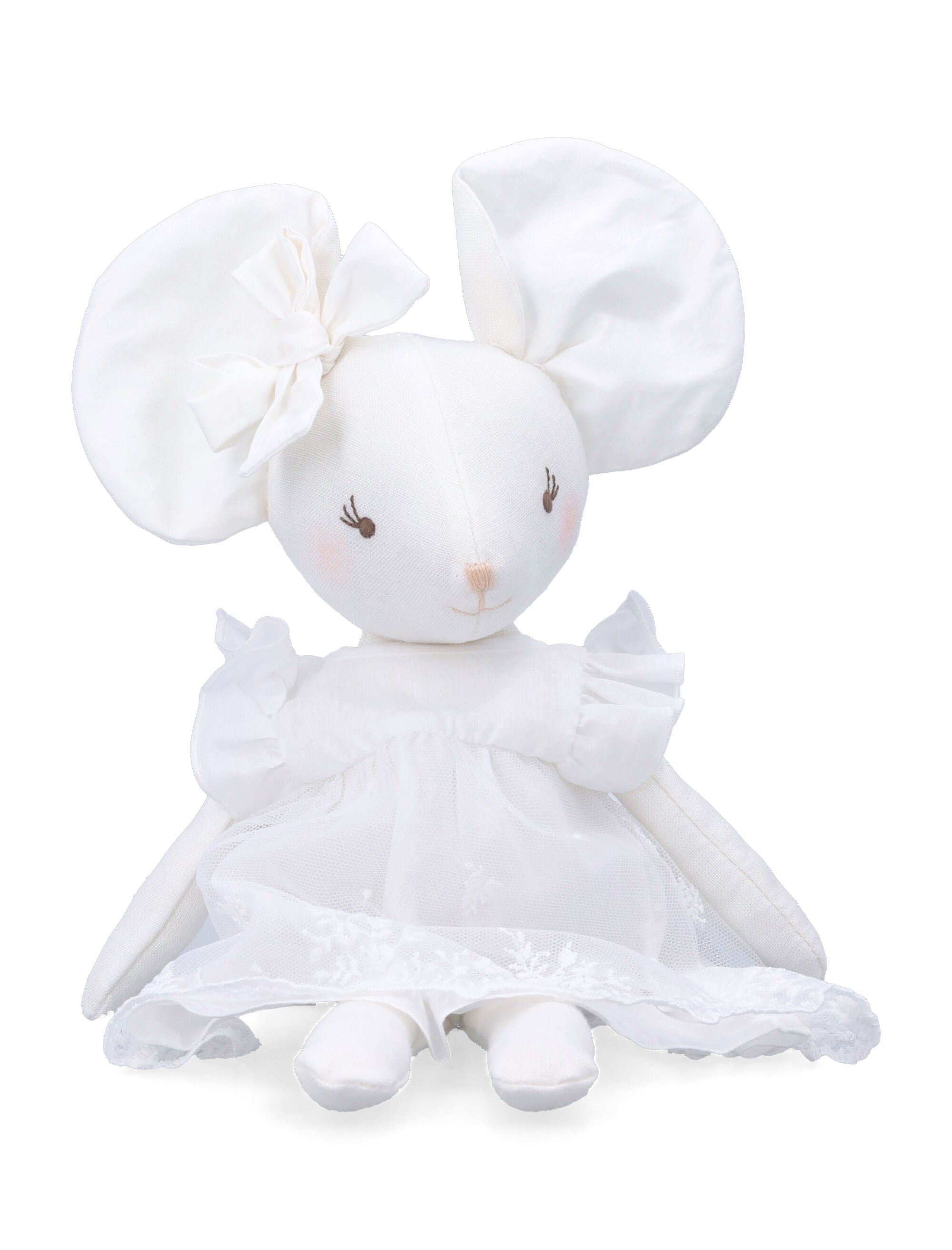 Chloé Baby Plush Mouse Doudou White Linen Toy