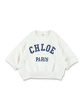 Chloé Cropped Logo Sweatshirt for Girls White Cotton Fleece