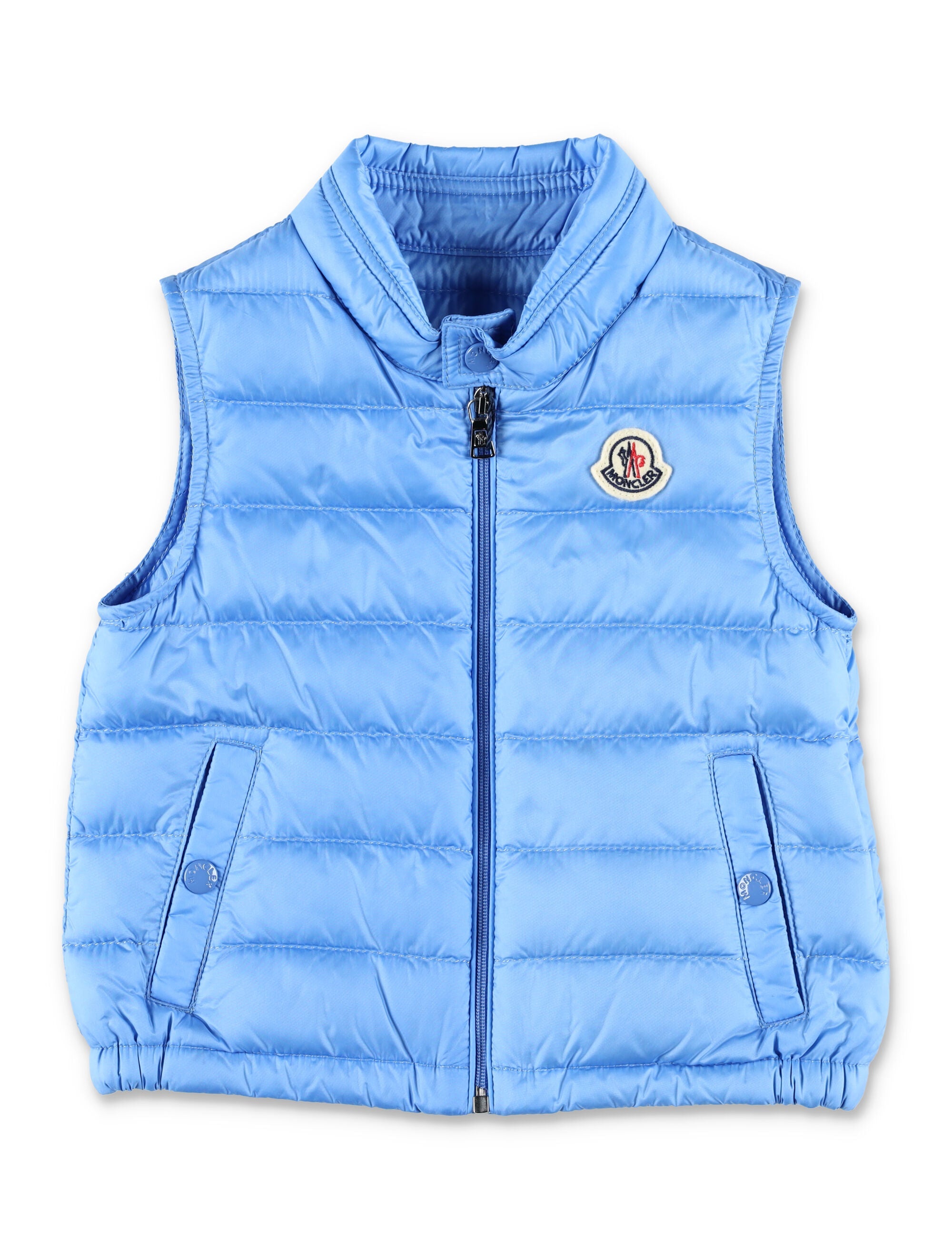 Moncler New Amaury down vest for baby Blue Polyamide Lining