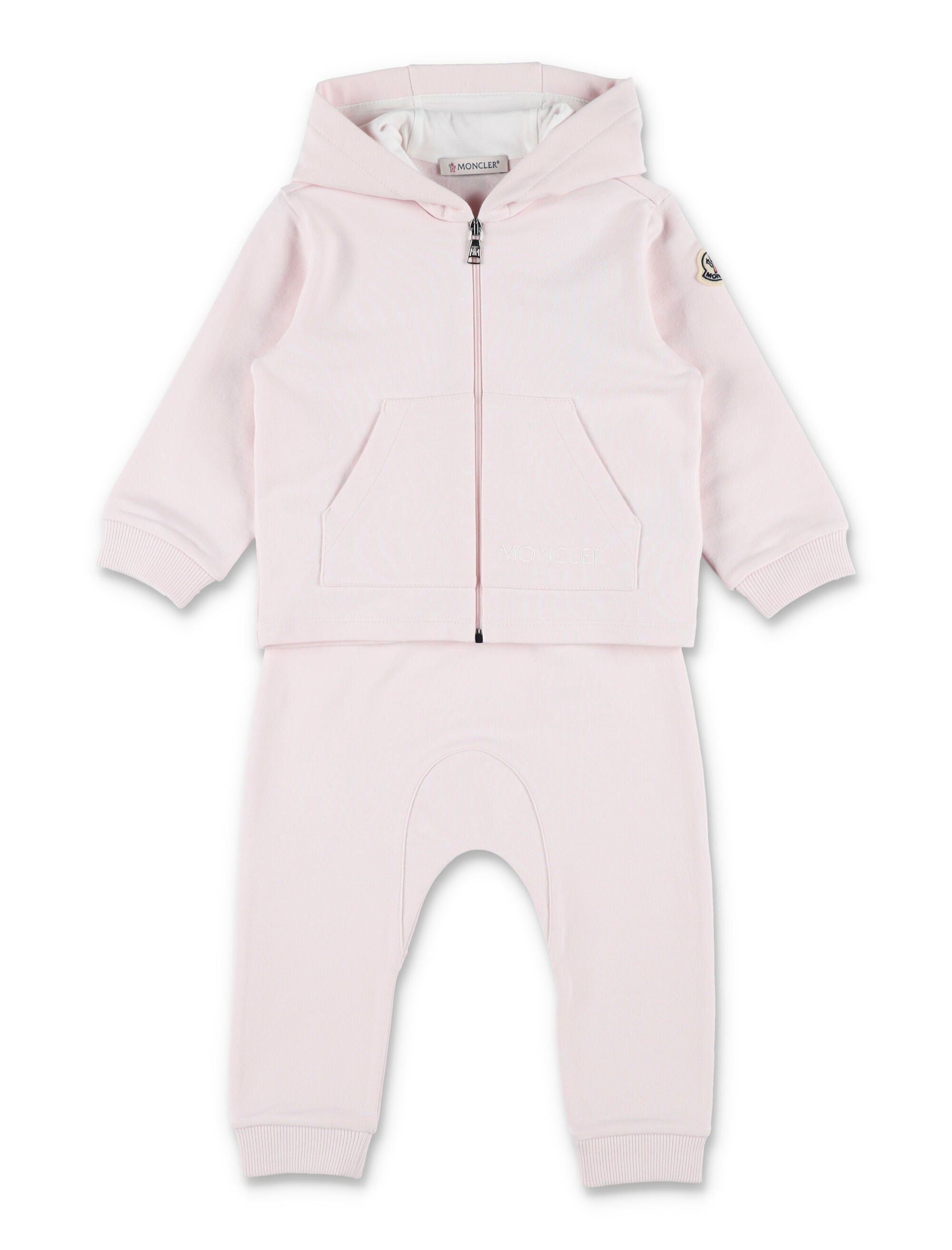 Moncler fleece hoodie and jogging set for baby Rose Cotton