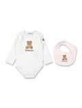 Moncler Teddy Bear newborn cotton gift set White/rose