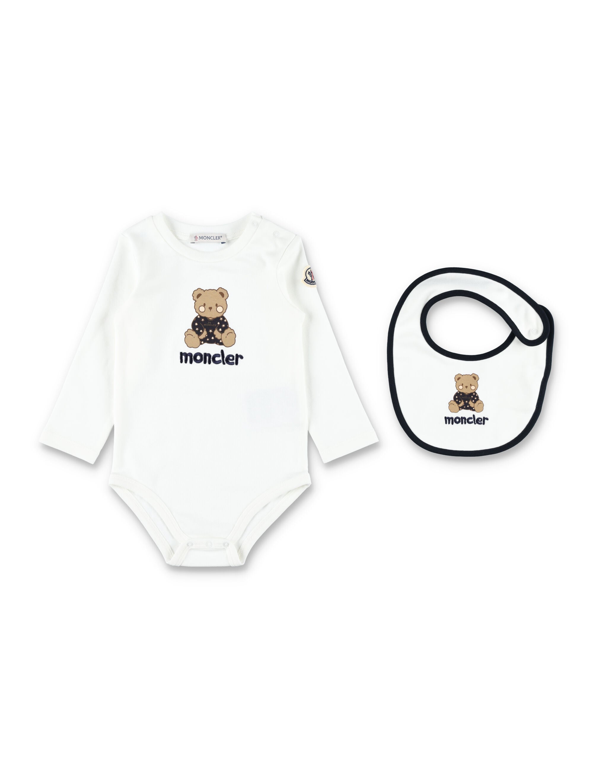 Moncler Teddy Bear newborn cotton gift set White/black