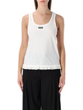Rotate ruffle-hem cotton tank top Bright White Organic
