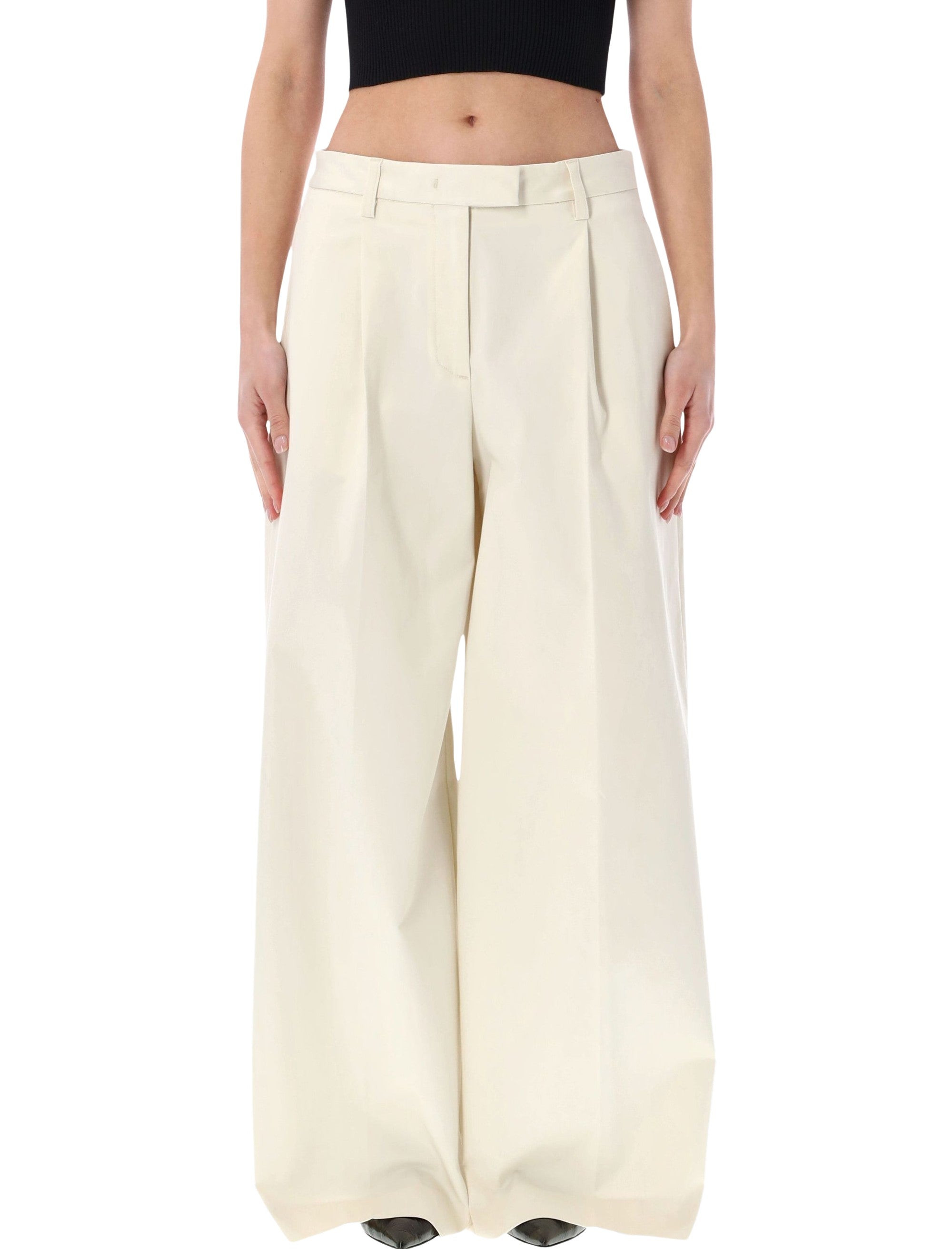 The Latest Deva cotton tailored pants Cream