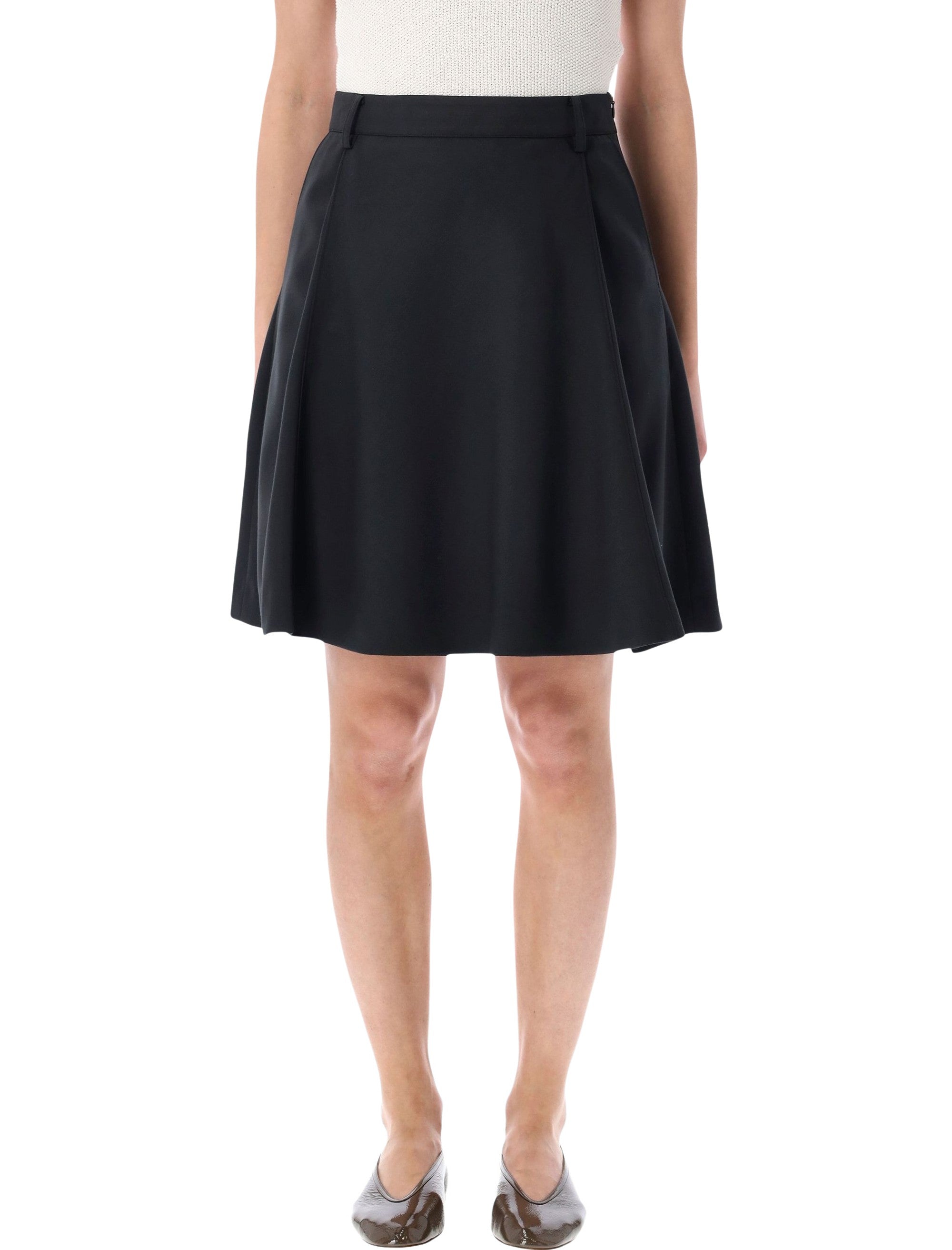 Low Classic Flared Wool-Blend Midi Skirt Charcoal