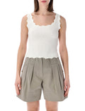 Low Classic Lace-Trim Sleeveless Knit Top White Polyester