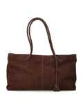 Low Classic Suede Haricot Bag Tote Brown Cow Leather Lining
