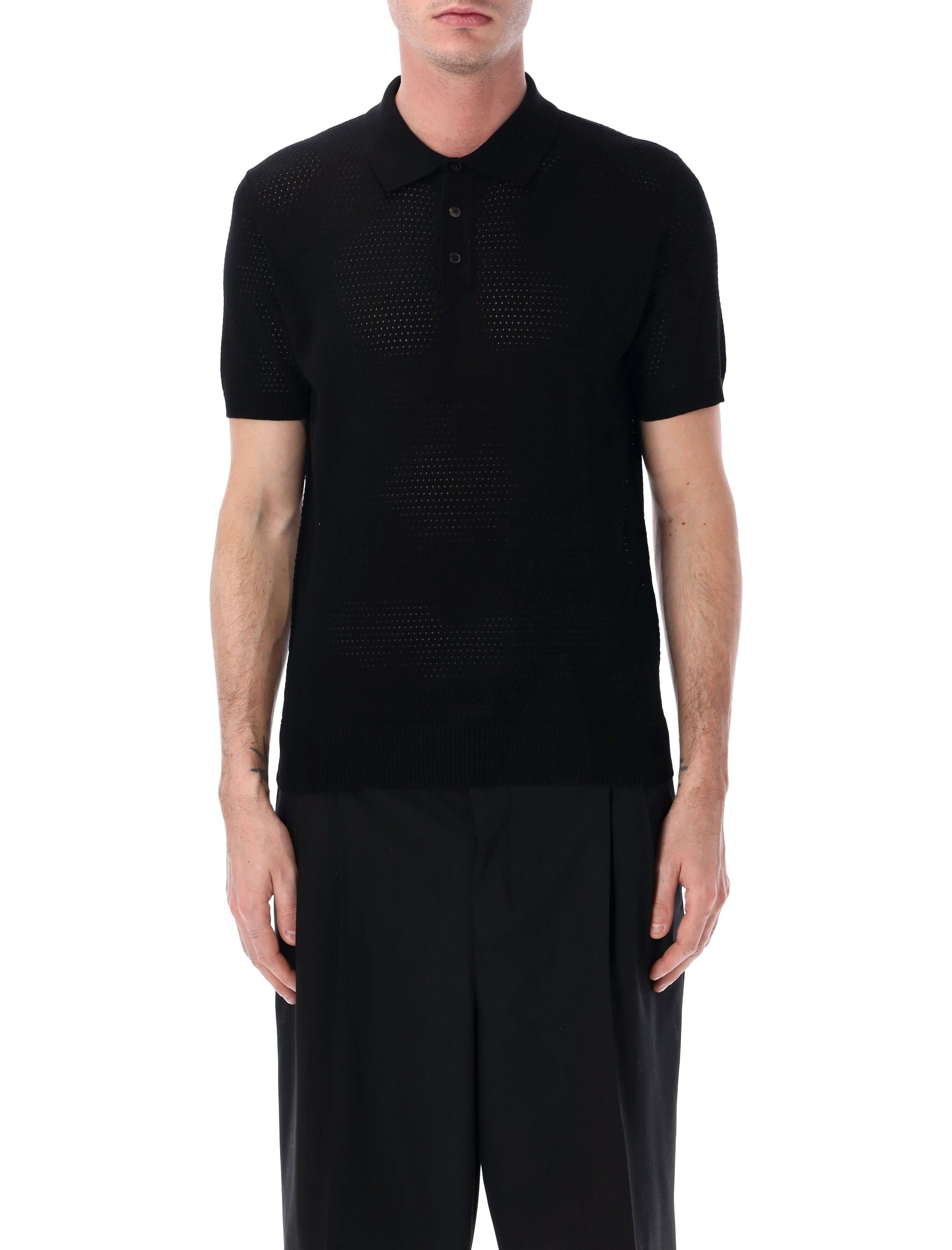 Roberto Collina mesh cotton polo Black T-shirt