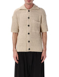 Roberto Collina Short Sleeves Cotton Cardigan Beige