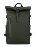 Rains Rolltop Large Waterproof Backpack with Laptop Pocket Green Polyester Coating