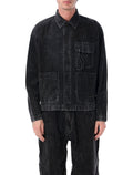 And Wander Black Textured Shirt Jacket Cotton