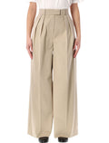 Anine Bing Lou high-rise wide trousers Beige Cotton Pant