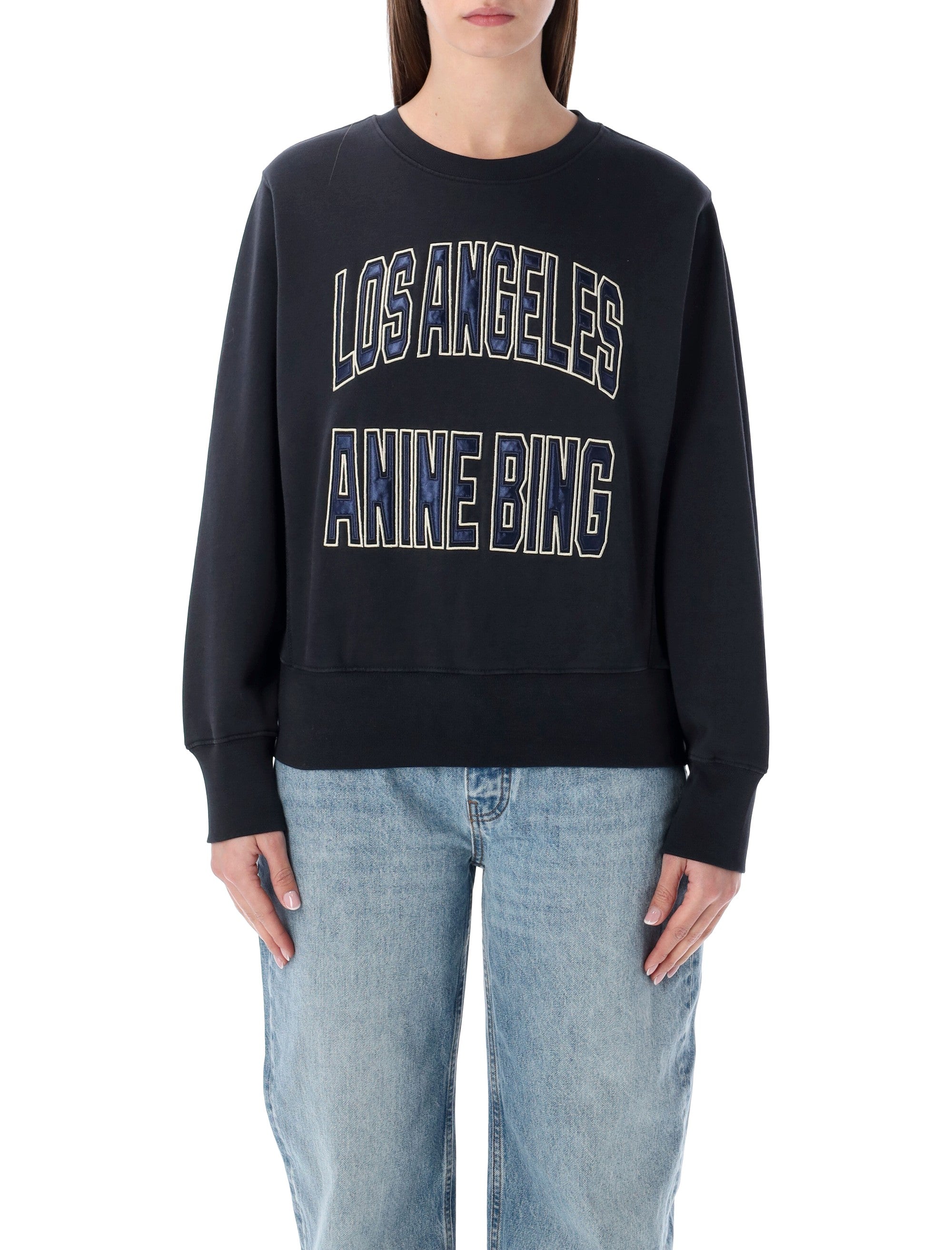 Anine Bing Harry Shrunken black sweatshirt Vintage Cotton