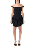 Magda Butrym off-shoulder black mini dress Polyester Lining