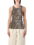 Ganni Leopard rib tank top Organic Cotton