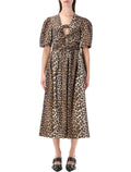 Ganni leopard print cotton midi dress Organic