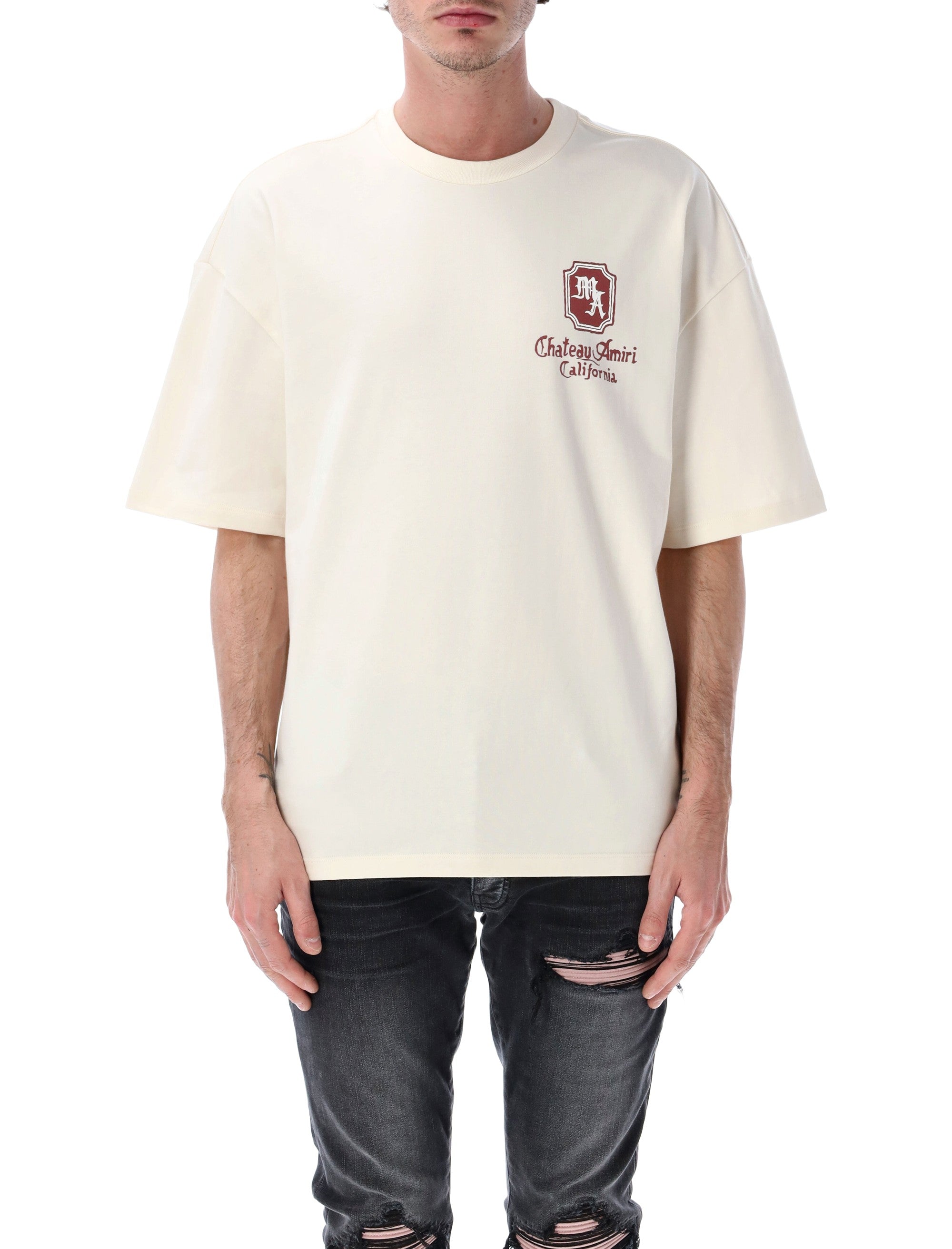 Amiri Ma Chateau Oversized Cotton Tee Ivory T-shirt