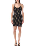 Marine Serre Moon Print Mini Dress Black Tan Polyamide