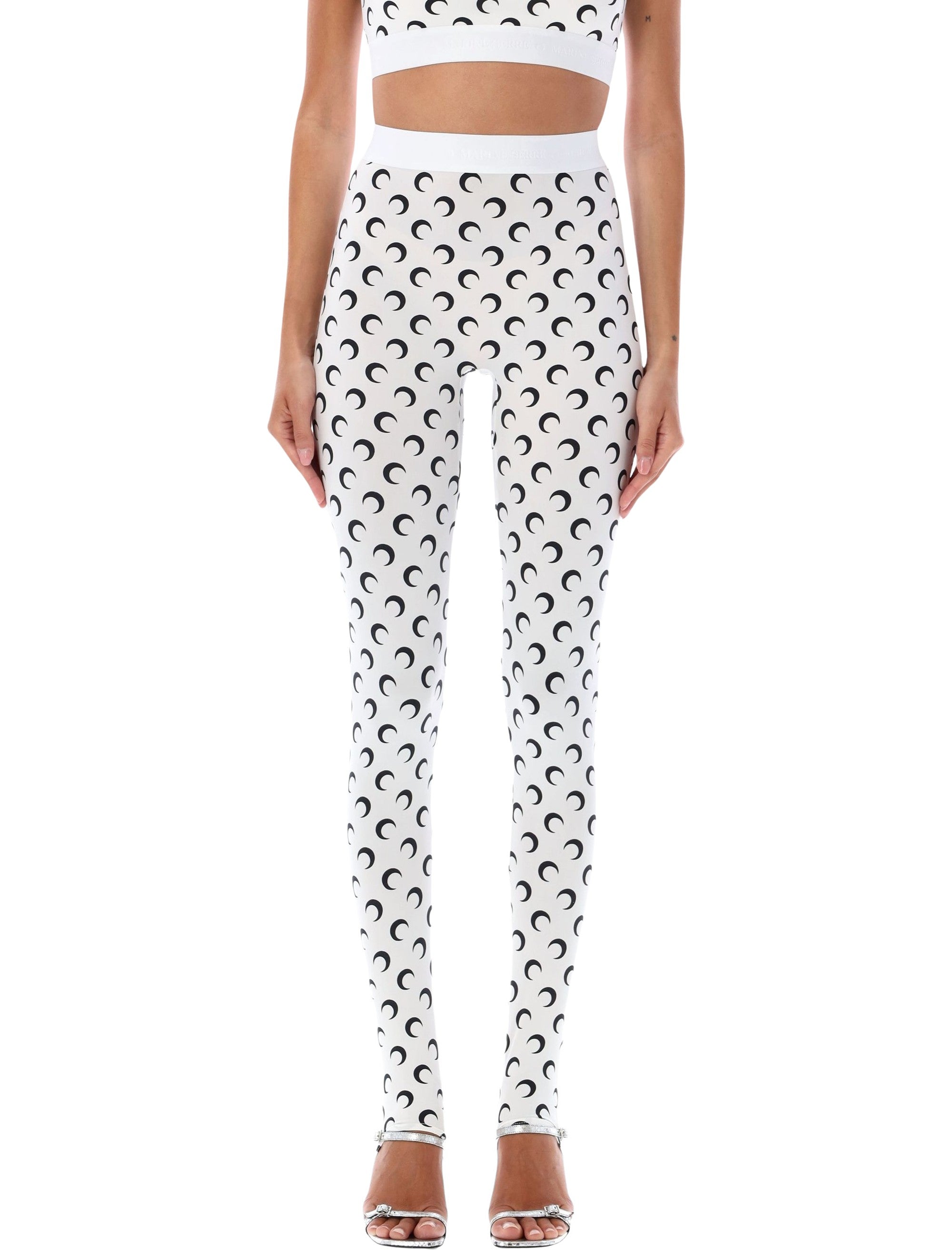 Marine Serre all-over Moon print leggings White Black Polyamide