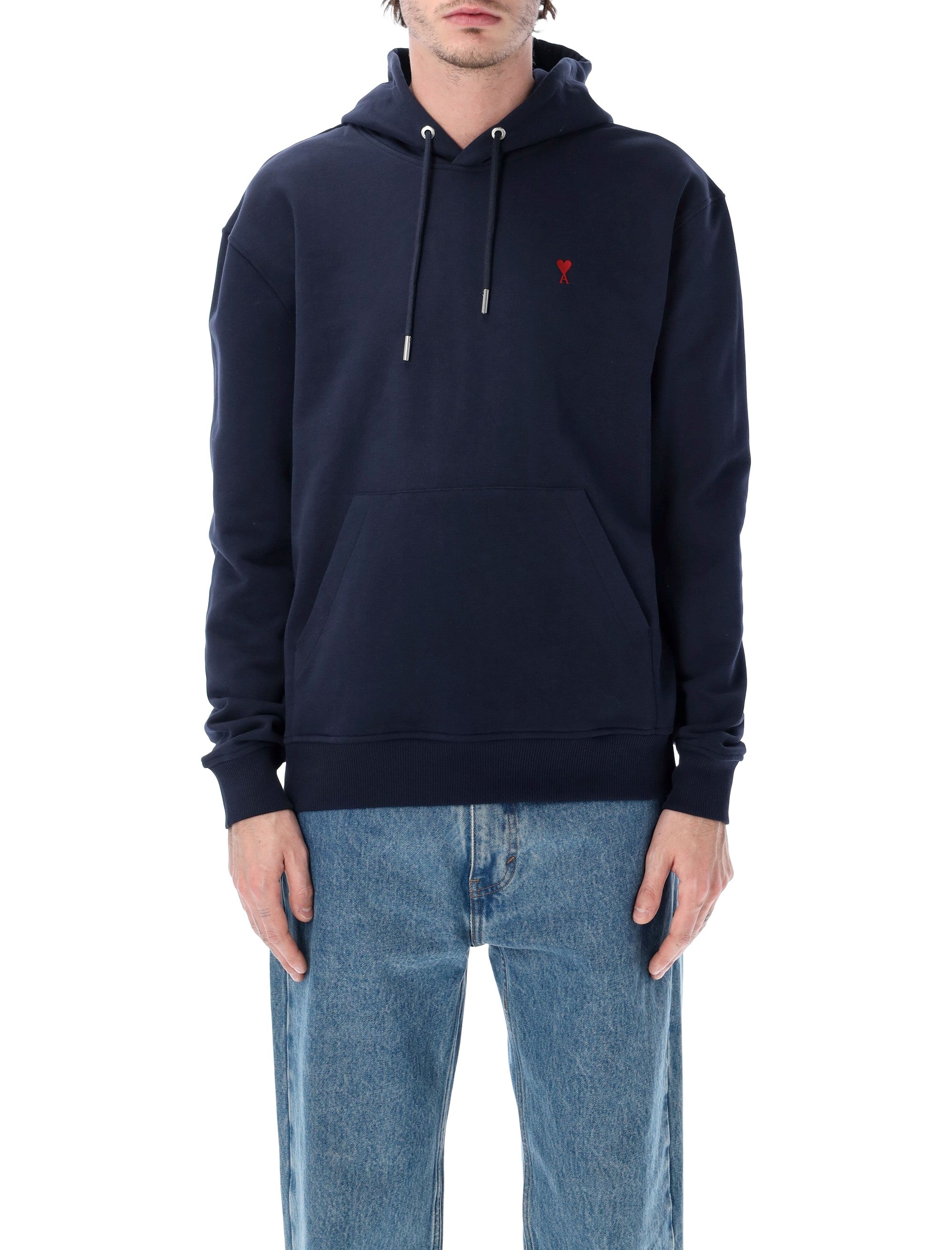 Ami Paris de Cœur cotton hoodie Navy Sweatshirt