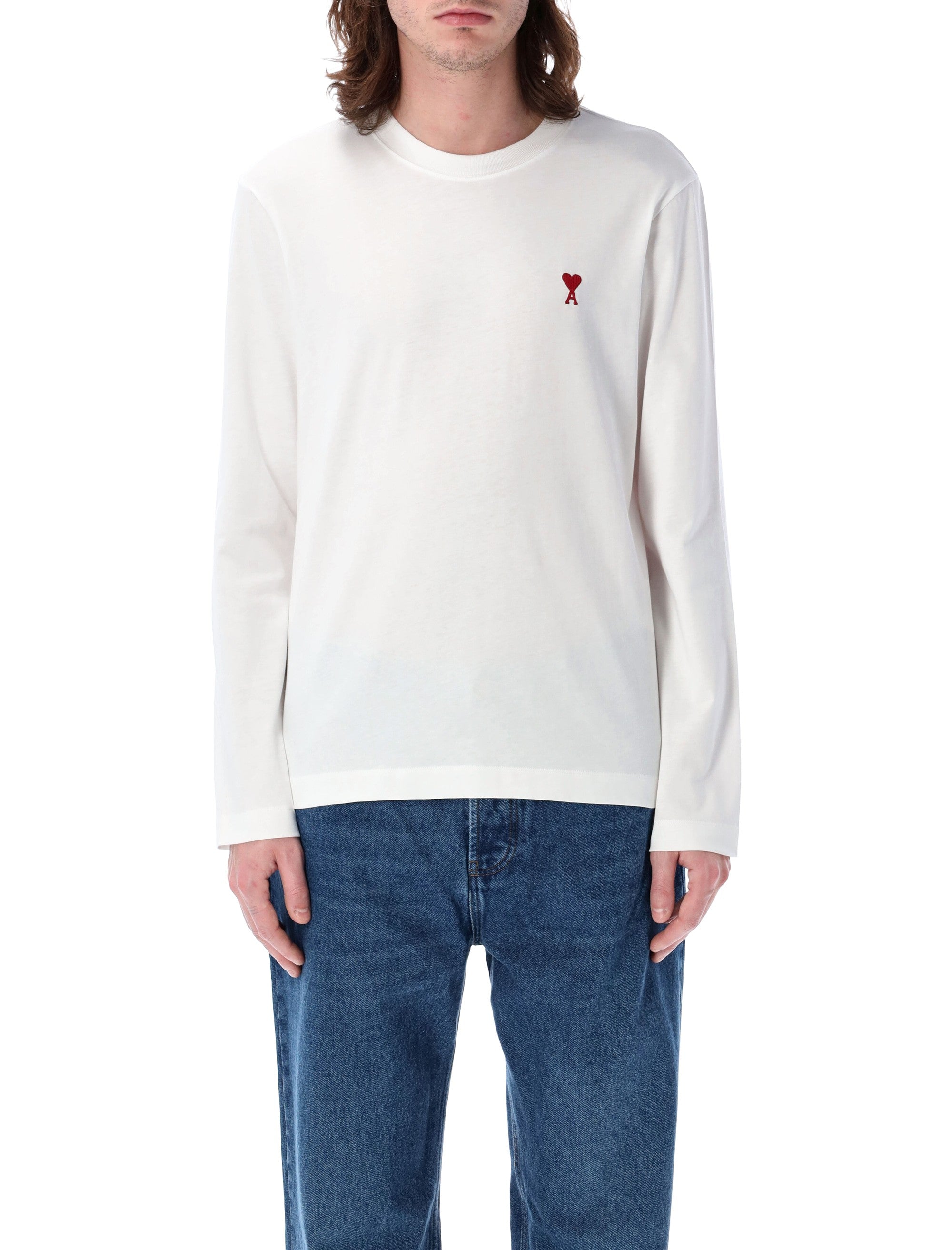 Ami Paris long-sleeve de Coeur t-shirt Blanc Organic Cotton Tshirt