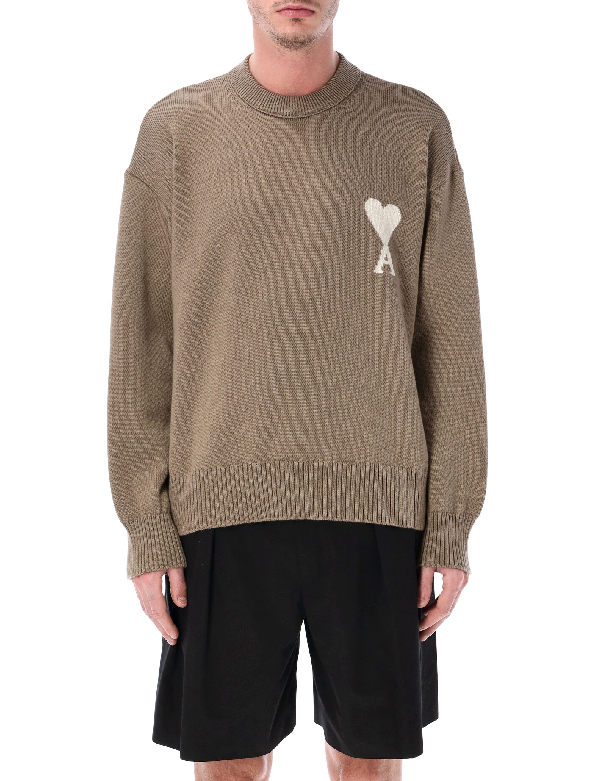 Ami Paris De Coeur crewneck knit Beige Wool Sweater