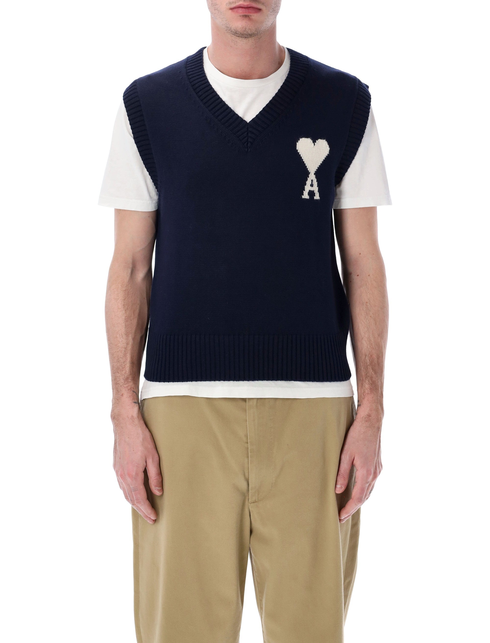 Ami Paris De Coeur knit vest Navy Wool
