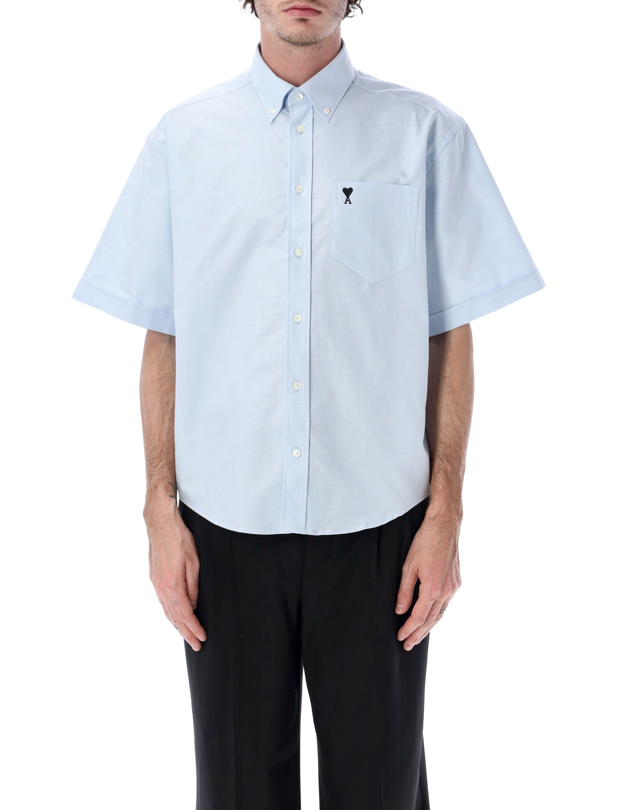 Ami Paris ADC bowling shirt Lt Blue Cotton