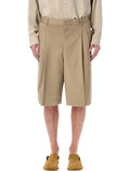 Ami Paris cotton wide bermuda shorts Beige