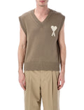Ami Paris De Coeur knit vest Beige Taupe Wool
