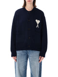 Ami Paris De Cœur Knit Cardigan Navy Wool
